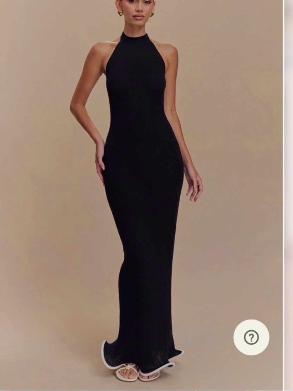 NWT Meshki Melodie Halter Knit Maxi Dress - Black/White size large